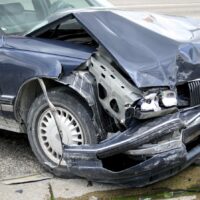 Car Accident – Front Damage Stock Photo