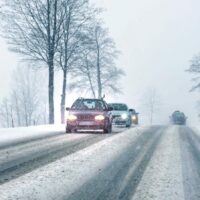 Safe Driving In The Snow Stock Photo