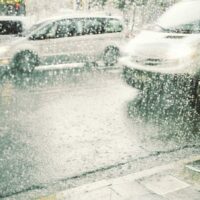 Driving In Bad Weather Stock Photo