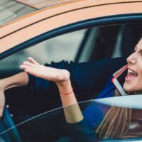 Angry Distracted Driver Stock Photo